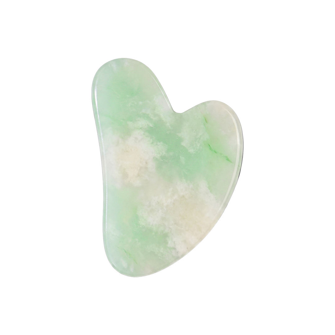 Heart shaped gua sha stone in light green Xiuyan jade
