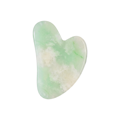 Heart shaped gua sha stone in light green Xiuyan jade